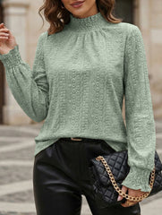 Jacquard Crew Neck Long Sleeve Tee_CWTTL01230