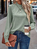 Jacquard Crew Neck Long Sleeve Tee_CWTTL01230
