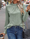 Jacquard Crew Neck Long Sleeve Tee_CWTTL01230
