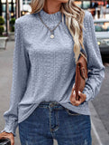Jacquard Crew Neck Long Sleeve Tee_CWTTL01230