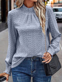 Jacquard Crew Neck Long Sleeve Tee_CWTTL01230