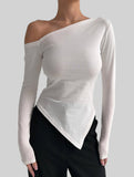 Solid One Shoulder Slim Fit Top