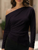 Slim Fit Asymmetrical Long Sleeve Base Tee