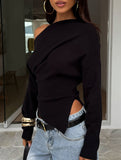 Slim Fit Asymmetrical Long Sleeve Base Tee