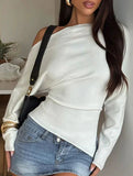 Slim Fit Asymmetrical Long Sleeve Base Tee
