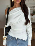 Slim Fit Asymmetrical Long Sleeve Base Tee