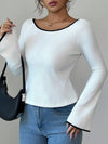 Tie Front Long Sleeve Stretch Tee