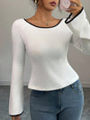 Tie Front Long Sleeve Stretch Tee