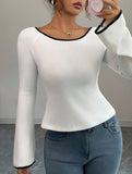 Tie Front Long Sleeve Stretch Tee