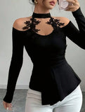 Cutout Off Shoulder Slim Fit Top