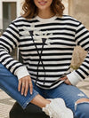 Stripe Floral Crew Neck Sweatshirt