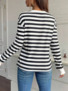 Stripe Floral Crew Neck Sweatshirt