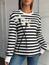 Stripe Floral Crew Neck Sweatshirt