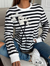 Stripe Floral Crew Neck Sweatshirt