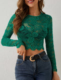 Lace Trim Slim Crop Tee