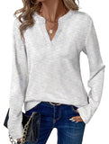 V Neck Pullover Long Sleeve Tee