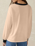 Contrast V Neck Loose Sweatshirt