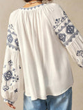 Vintage Blue Print V Neck Tee
