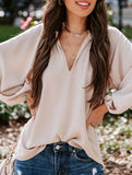 Solid V Neck Casual Tee
