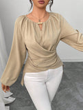 Tie Hem Irregular Long Sleeve Tee