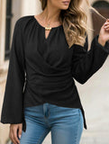 Tie Hem Irregular Long Sleeve Tee