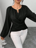 Tie Hem Irregular Long Sleeve Tee