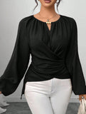 Tie Hem Irregular Long Sleeve Tee