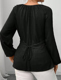 Tie Hem Irregular Long Sleeve Tee