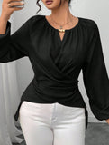 Tie Hem Irregular Long Sleeve Tee