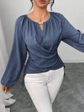 Tie Hem Irregular Long Sleeve Tee