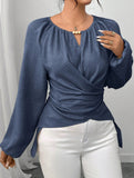 Tie Hem Irregular Long Sleeve Tee