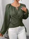 Tie Hem Irregular Long Sleeve Tee