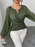 Tie Hem Irregular Long Sleeve Tee
