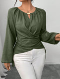 Tie Hem Irregular Long Sleeve Tee