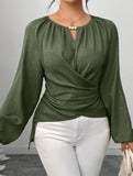 Tie Hem Irregular Long Sleeve Tee