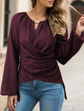 Tie Hem Irregular Long Sleeve Tee