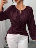 Tie Hem Irregular Long Sleeve Tee