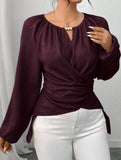 Tie Hem Irregular Long Sleeve Tee