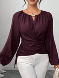 Tie Hem Irregular Long Sleeve Tee