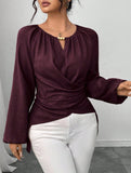 Tie Hem Irregular Long Sleeve Tee