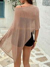 Brown One Shoulder Sheer Knit Top_CWTTL01272