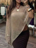 Brown One Shoulder Sheer Knit Top_CWTTL01272