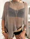 Brown One Shoulder Sheer Knit Top_CWTTL01272
