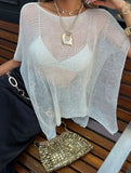 White One Shoulder Sheer Knit Top_CWTTL01273
