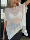 White One Shoulder Sheer Knit Top_CWTTL01273
