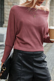 LOOSE FIT OFF SHOULDER RIB HEM CASUAL SWEATER
