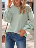 WOMEN LACED SHOULDER DETAILED CASUAL JUMPER TOP