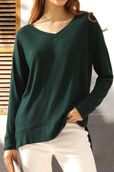 V Neck Pullover Sweater Knit Top