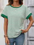 Crew Neck Patchwork Short Sleeve T Shirt