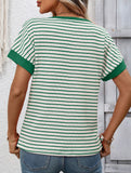 Crew Neck Patchwork Short Sleeve T Shirt